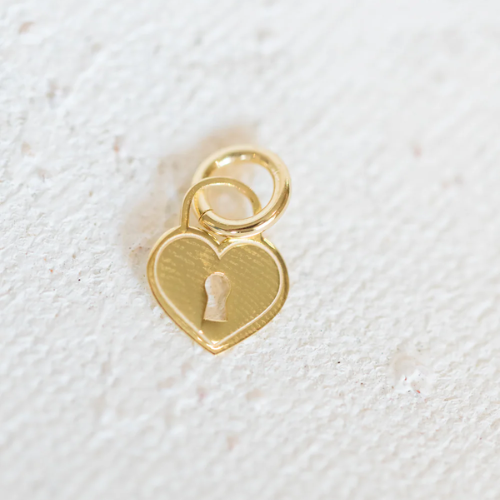Gold Charm - Heart Padlock