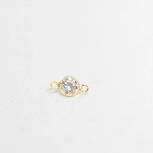 Gold Connector - White CZ Bezel Connector