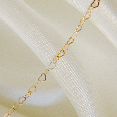 Gold Chain - Flat Hearts, mini