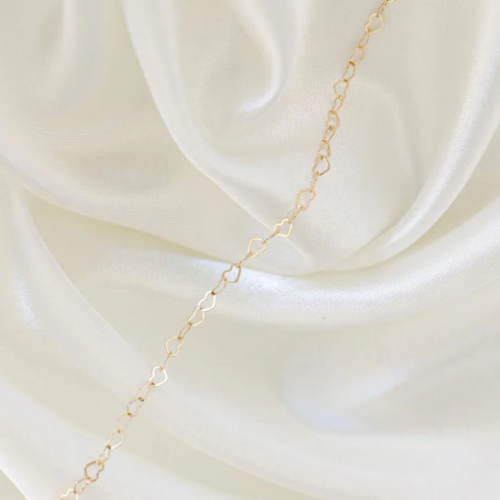 Gold Chain - Flat Hearts, medium