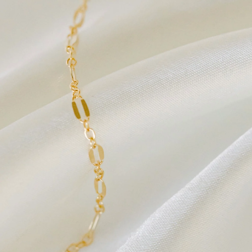 Gold Chain - Triple Link Dapped, medium