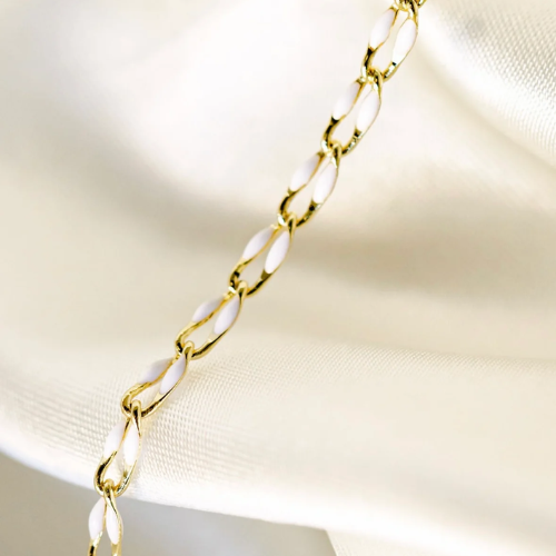 Gold Chain - White Enamel