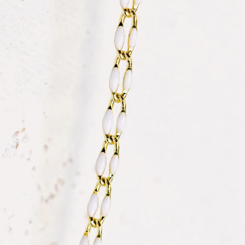 Gold Chain - White Enamel