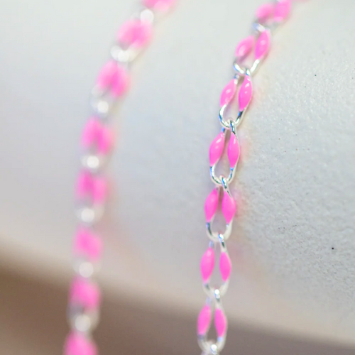 Silver Chain - Pink Enamel