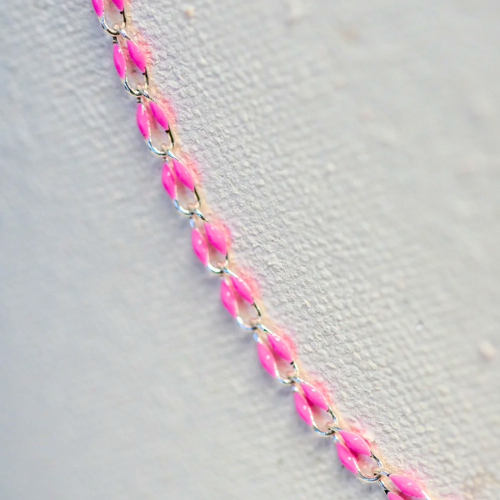 Silver Chain - Pink Enamel